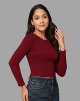 Roopaasi Maroon Full Sleeve Stretchable Top RO-TS-MR-FSL