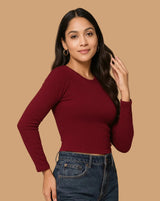 Roopaasi Maroon Full Sleeve Stretchable Top RO-TS-MR-FSL