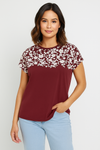 Roopaashi Soft Touch – Maroon Floral Panel Top RO-TS-MR-CL
