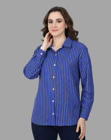 Roopaasi Royal Blue Striped Full-Sleeve Shirt - RO-CL-DBL-SHR