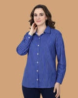 Roopaasi Royal Blue Striped Full-Sleeve Shirt - RO-CL-DBL-SHR