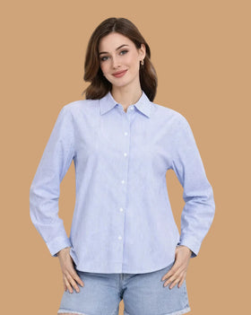 Roopaasi Light Blue Pinstripe Full-Sleeve Shirt RO-CL-LBL-SHR
