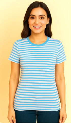 Roopaasi Blue & White Striped Crop Top RO-TS-STRP-CL